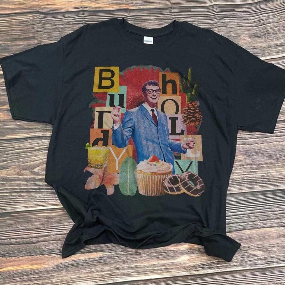 Buddy Holly Unisex Black T-Shirt - Hip Hop 90's Graphics Tee